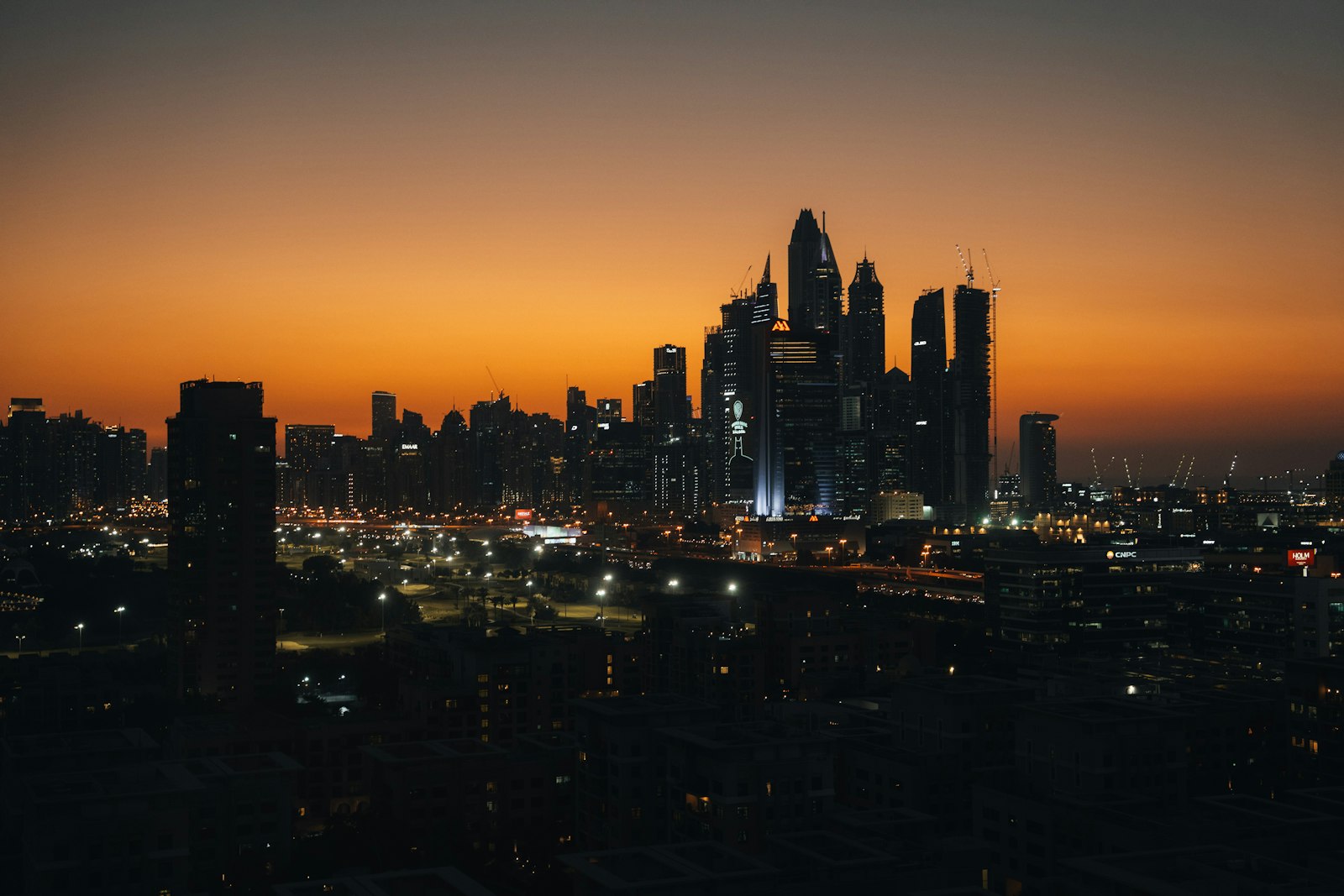 Dubai skyline at dusk